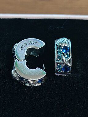 Authentic Pandora Tropical Starfish & Shell Clip Charms – 791678C01 Set of 2